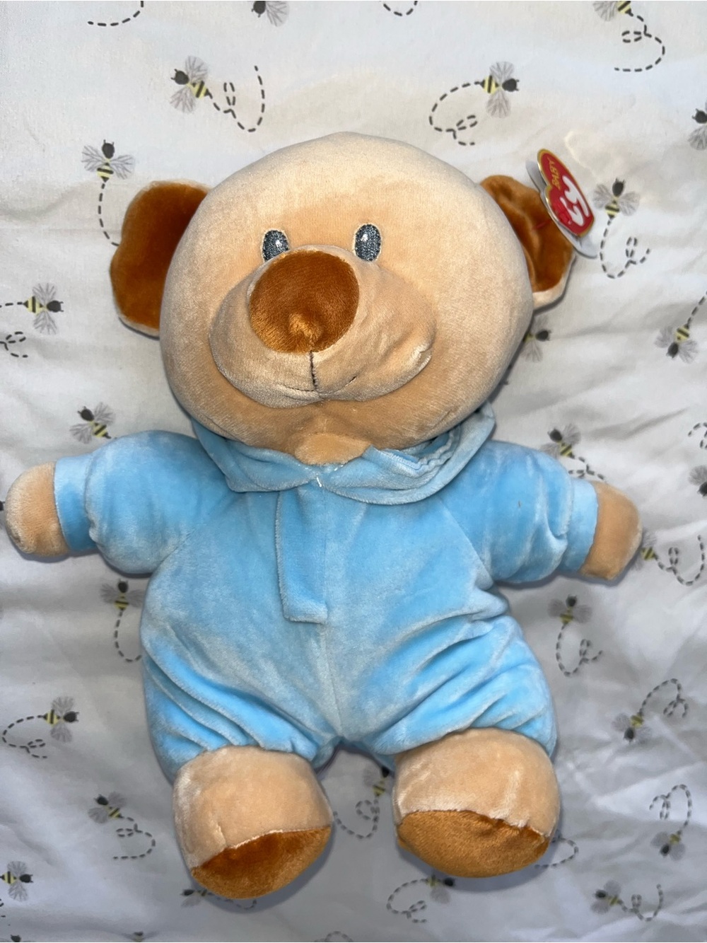 Ty Plush Bear Soft Toy in Light Blue Hoodie – Cozy Cuddly Companion